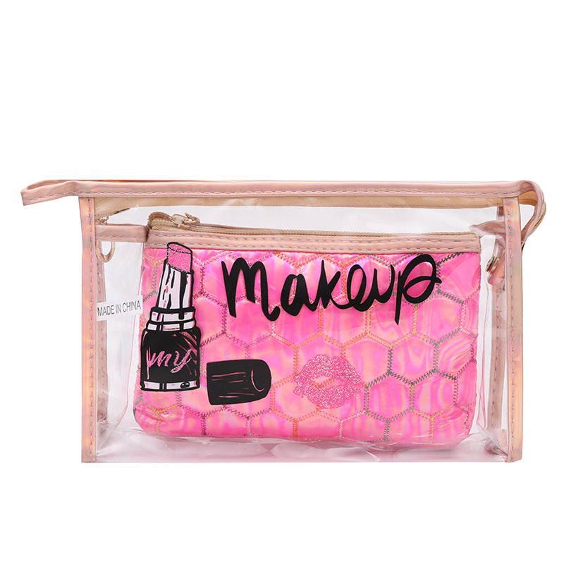 Wholesale Football Pattern Storage Bags, Travel PVC Two-piece Makeup Bags, Transparent Makeup Bags